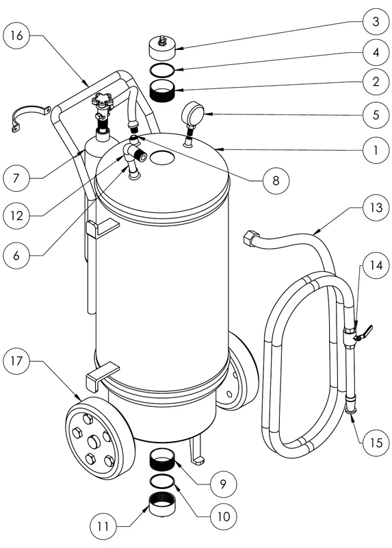 Exploded assembly drawing with balloon callouts