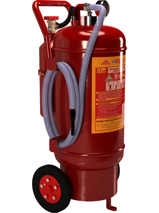 3D model of a trolley-mounted fire extinguisher